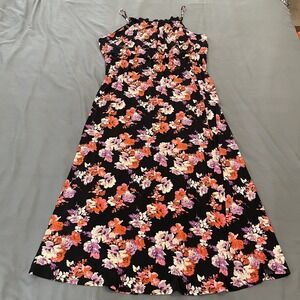 Gilli Dress Women's 2X Black Floral Giulietta Square Neck Maxi Plus Size Summer
